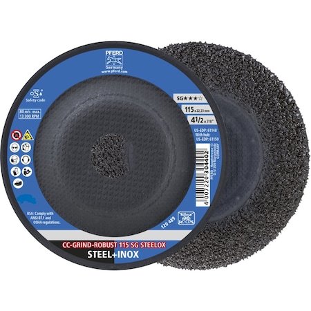 Pferd Grinding Disc, 4-1/2 in Dia, Ceramic, CC-GRIND-ROBUST 61148